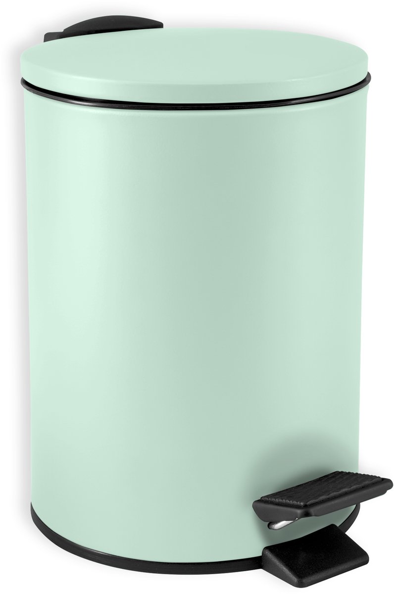 SPIRELLA Pedaalemmner Adelar 3L Lichtgroen Mat - Soft-Close Systeem - Uitneembare Binnenemmer - Stijlvol Design - Ø 16,8 x H 25 cm