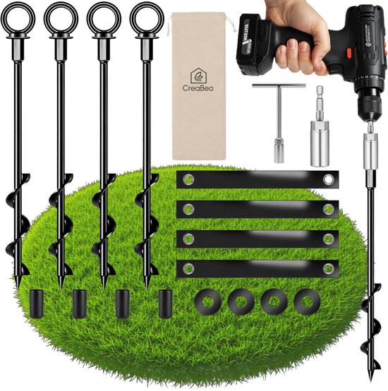 CreaBea Grondanker Verankeringsset – 45,7 cm – Trampoline & Schommel