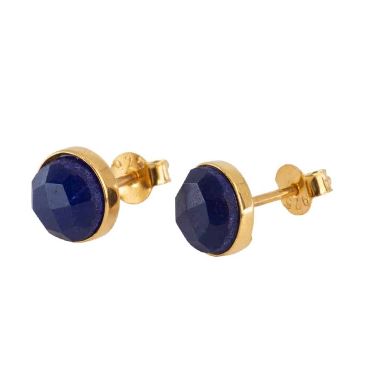 Studs oorbellen geboortesteen september saffier facet - goud