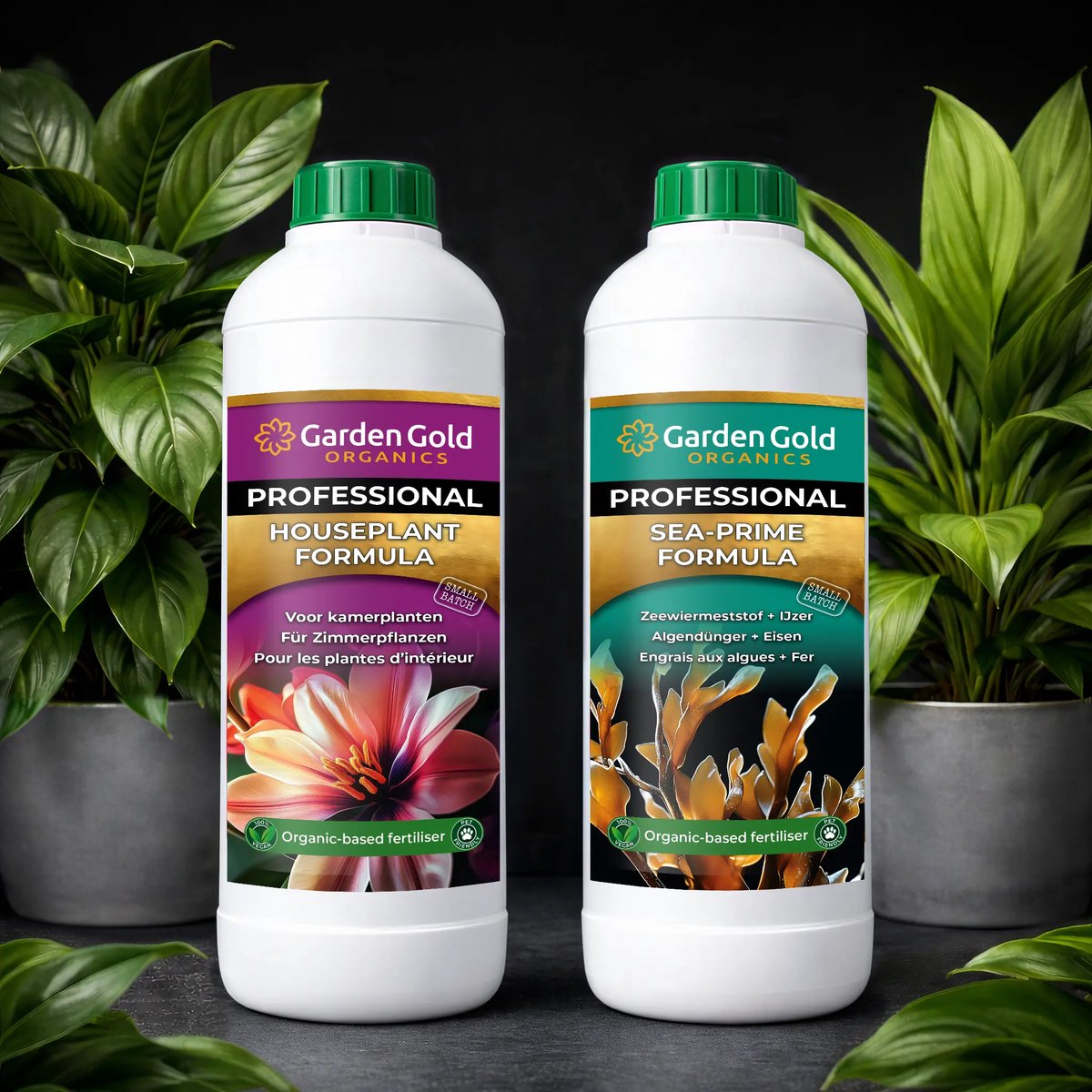Garden Gold Biologisch Voedingsprogramma Kamerplanten – 2 x 1 L – Kamerplanten Voeding met Wortelvoeding en Bladbooster – 5-15 ml per 1 L Water