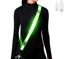 Hardloop verlichting - LED reflecterende schouderbanden - Borstlamp - Borstlamp hardlopen - Reflecterende Loperriem voor Nachtwandelen - Borstloop wandelaar- Veilig Hardlopen Band - USB oplaadbaar - Hardloopvest - voor hardlopers, Walkers