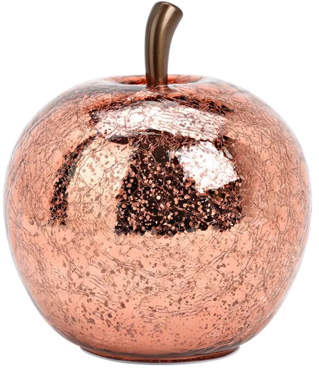 Appel met 30 LED's gemaakt van glas, metallic roze (B/H/D) 22x24x22cm met 6/18 timer op batterijen 3xAA niet inbegrepen