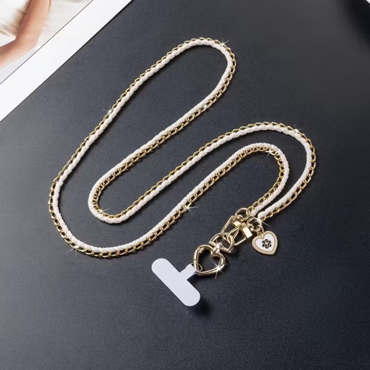 Telefoon - Sieraad - Hanger - Gsm - Ketting - Lang- Koord - Goud - Wit