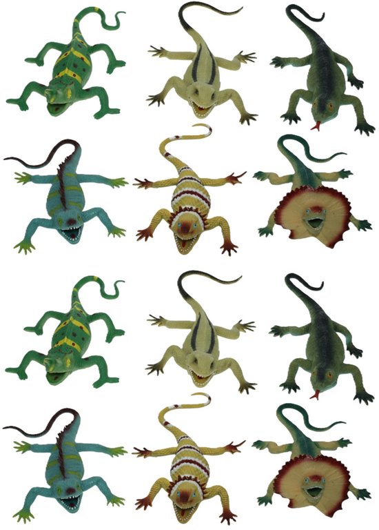 Masyrt Lot de 12 modèles de reptiles 14 × 11 × 4 - Modèle coloré de lézard simulé - Jouet pour animaux - Accessoires éducatifs - Jouet lézard