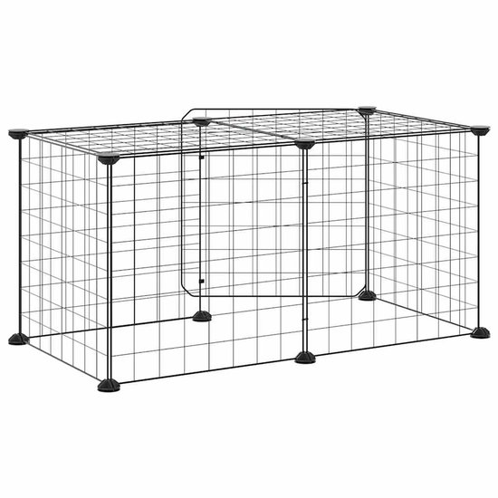 vidaXL - Huisdierenkooi - met - deur - 8 - panelen - 35x35 - cm - staal - zwart