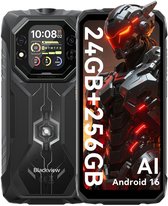 Blackview ROCK 1 - AI Robuuste Smartphone - 4G - 24GB RAM - 256GB ROM - Android 16 - 15000mAh - 6.56 inch - Robuuste Telefoon - 20MP Nachtzicht - IP69K - NFC - GPS - Zwart