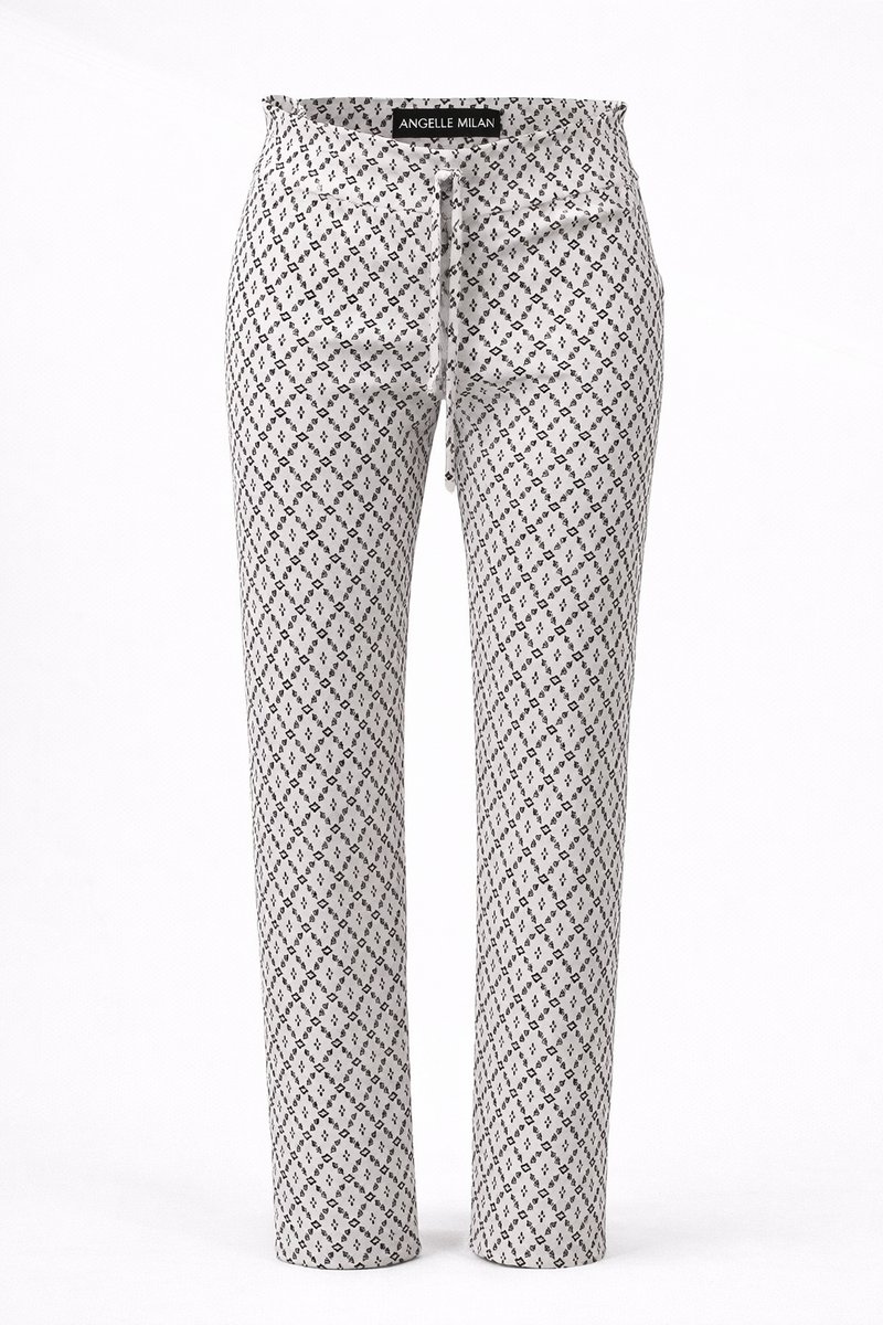 Angelle Milan Travelbroek Dames - Wit - Travelstof - Maat S
