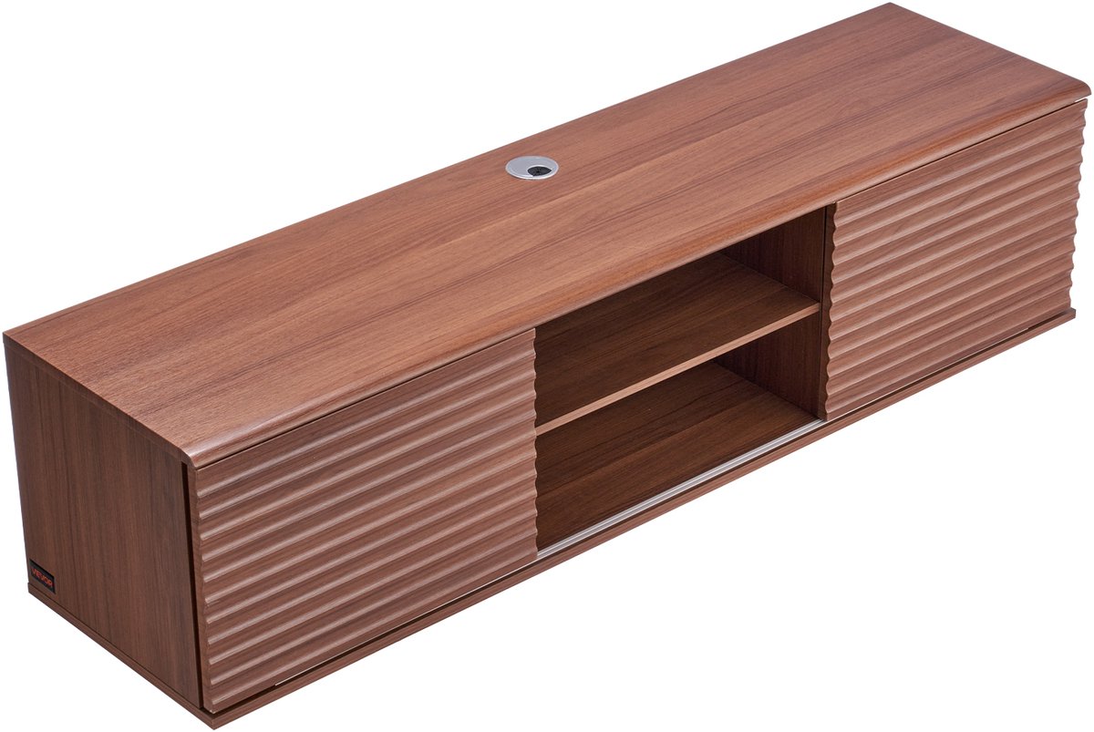 Vevor TV-meubel met Schuifdeuren Hangende TV-kast Wandmontage 152cm, Walnoot