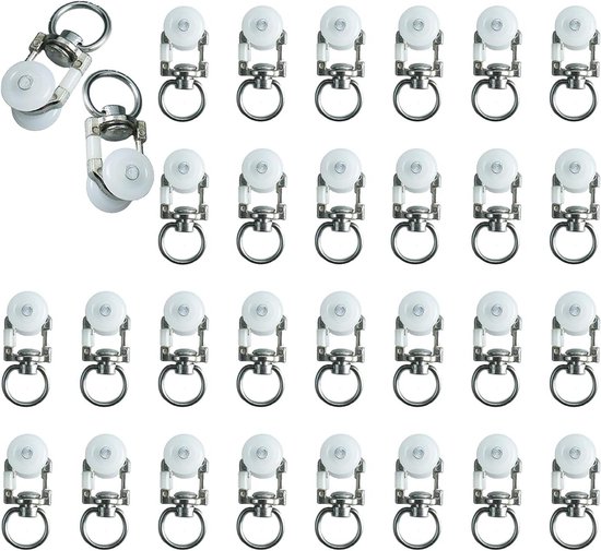 50 Stks Gordijnrail Glijbanen Katrollen Rolhaken Voor 9 Mm Breedte Gordijnrail 9 Mm Bodemdiameter Wit Plastic