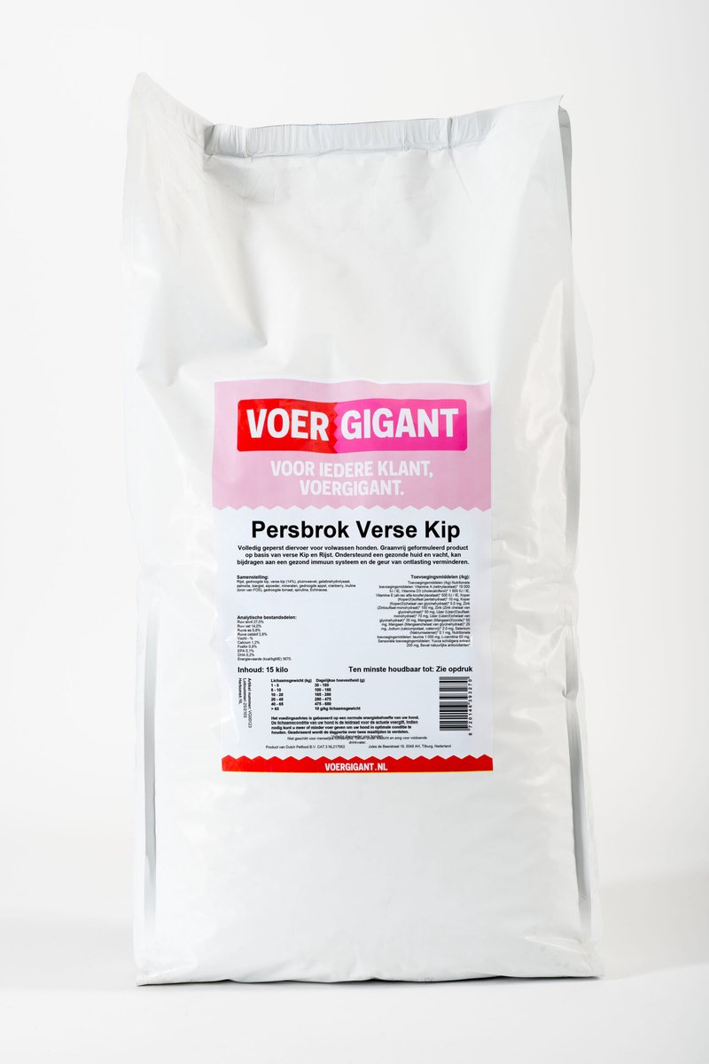 Voergigant Voergigant - Hondenvoer - Kip - 15 kg
