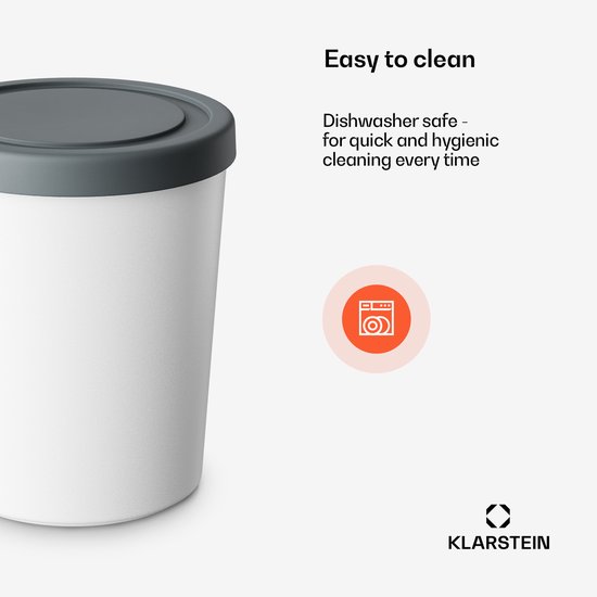 Klarstein IJsbakken Set - 2x 1L plastic bakken met deksels, vaatwasmachinebestendig, lichtgewicht, duurzaam, voor ijs-, slush- en yoghurtmachines, accessoire van Klarstein — afbeelding 5