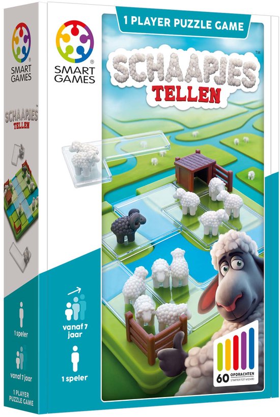 SmartGames Schaapjes Tellen - Logisch Denkspel - 60 Opdrachten - Compact Reisspel & Solospel - Vanaf 7 Jaar
