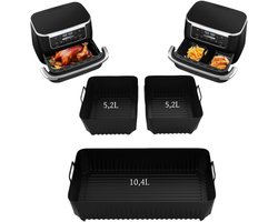 Airfryer Accessoires Gescht voor Ninja Foodi flexdrawer AF500EU 10,4 L, 3 stuks siliconen vorm, herbruikbare airfryer-accessoires, heteluchtfriteuse accessoires voor Ninja Foodi flexdrawer AF500EU