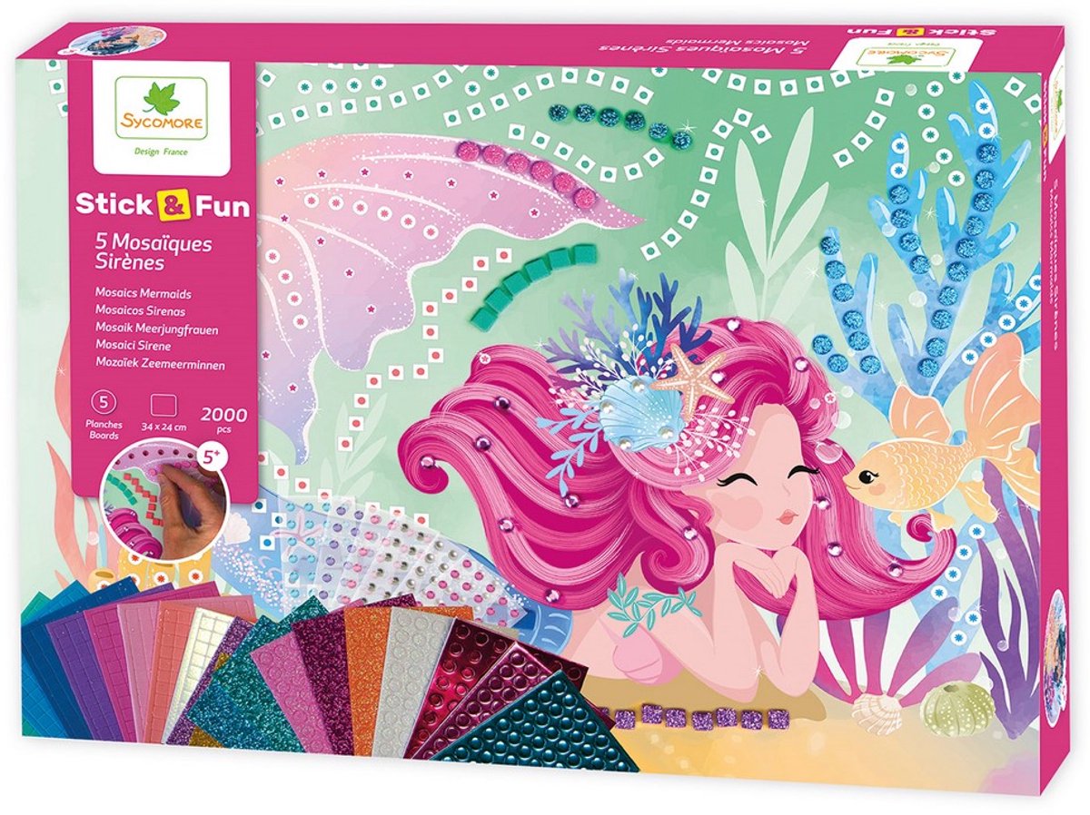 Sycomore mozaïek speelgoed XL Stick'N Fun zeemeerminnen creatief.
