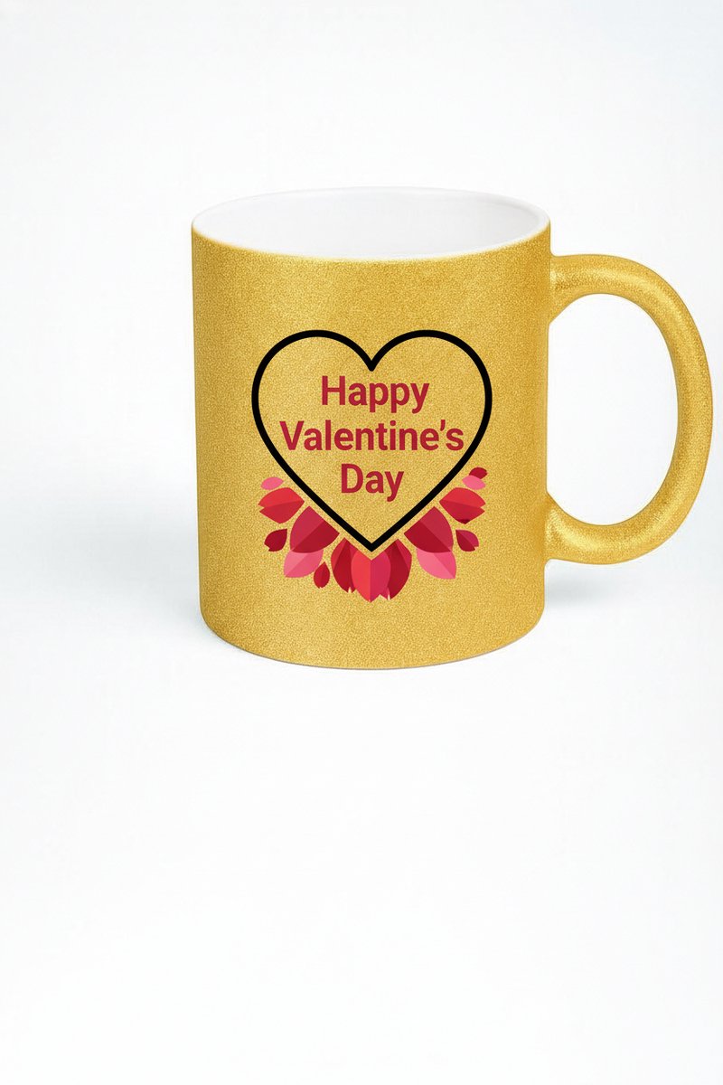 Glitter Gouden Valentijnsdag Mok - Happy Valentine's Day Hart Beker Cadeau