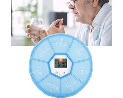 Elektronische pillendozen- 7-vaks wekelijkse pillendoos - Pillendoos met Alarm en Timer - 4 Instelbare Tijden - Slimme herinnering - pil herinnering - Luid geluid - Dagelijkse medicijndispenser - Geschikt voor vitaminen, visolie, supplementen