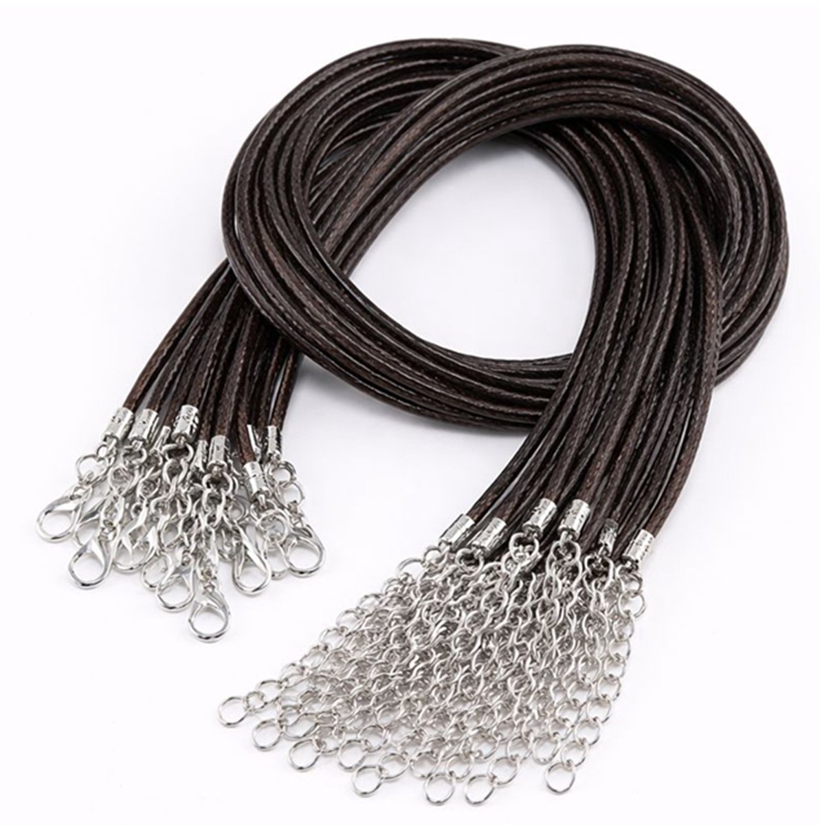 EmmyRovi – Koord Kettingen Zwart – Zilveren Sluiting – Set van 20 – Sieraden Maken