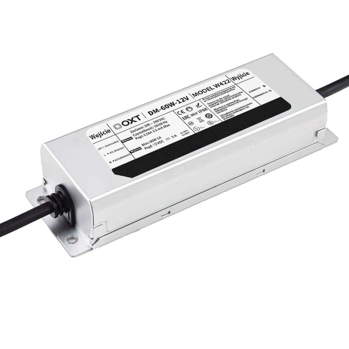 OXT LED Voeding 12V 60W 5A IP68 Waterdicht Hermetisch
