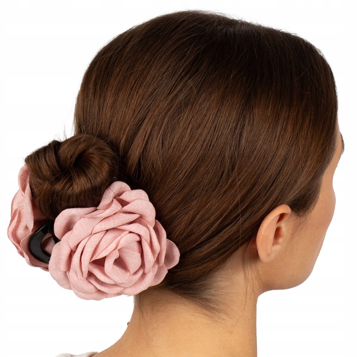 Grote roze bloem haarclip klassiek elegant