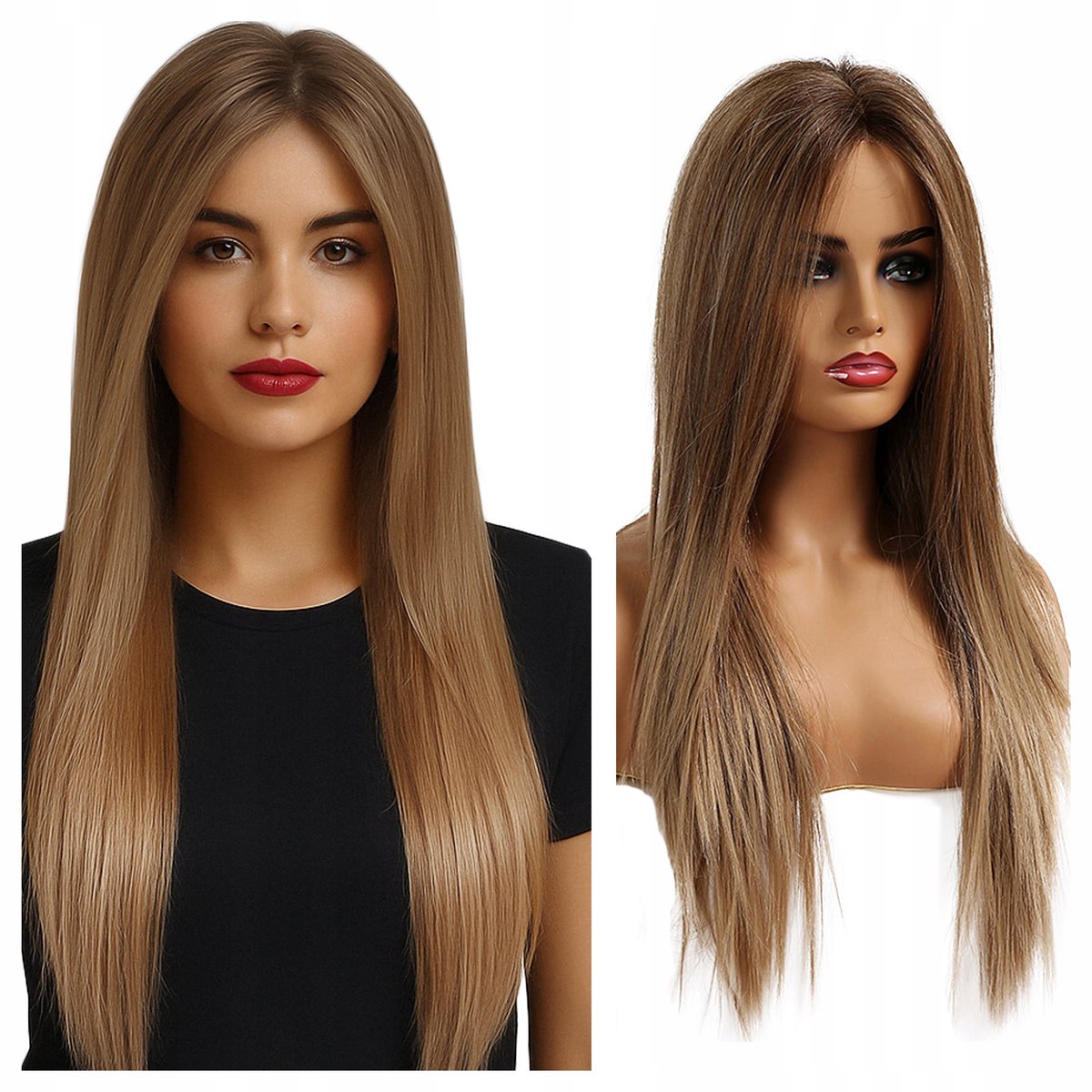 Lange blonde pruik met lace front, natuurlijke look, hittebestendig