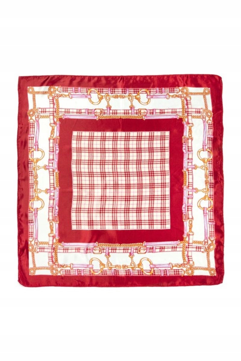 Art of Polo Satijnen Sjaal 50x50 cm Rood Wit Geruit