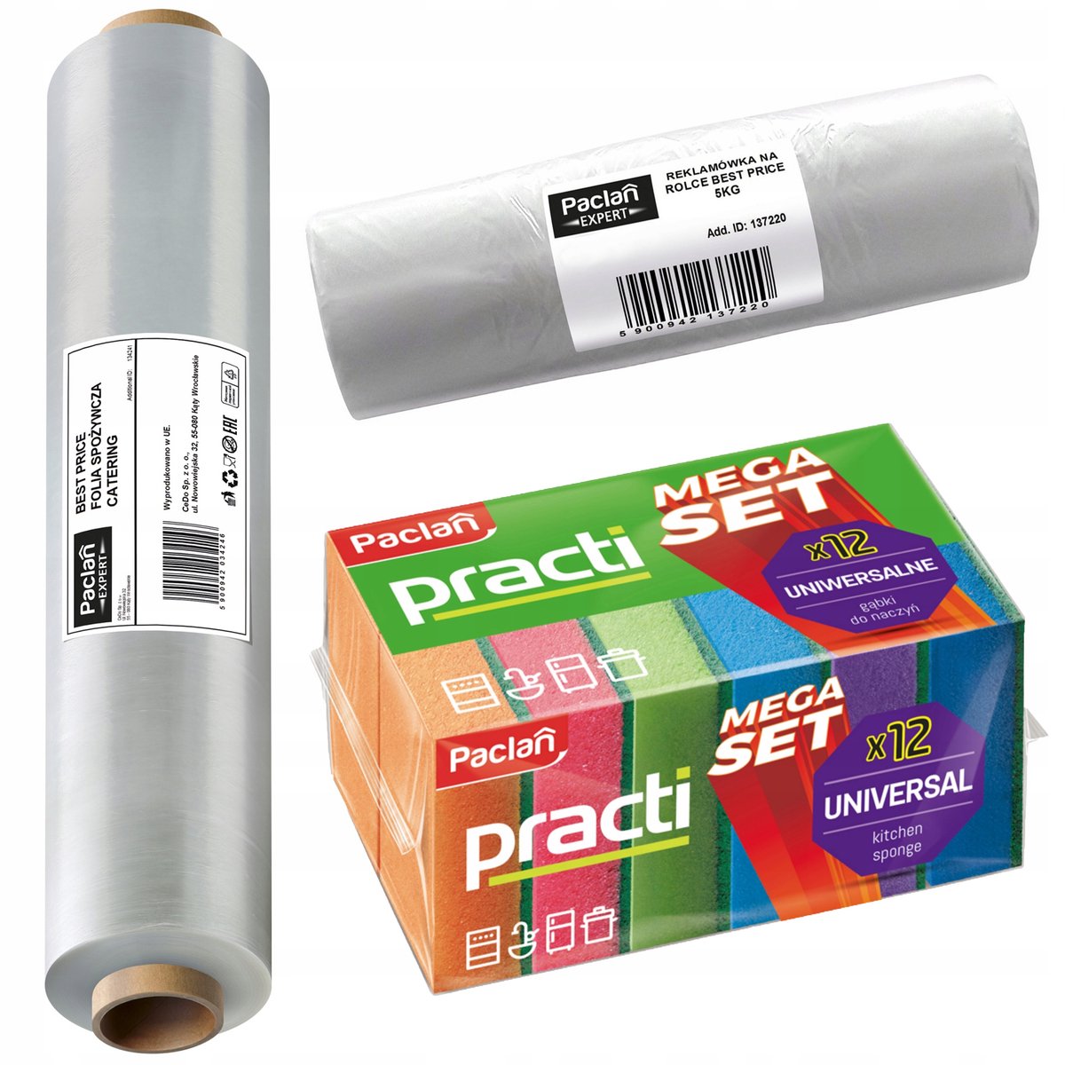 Paclan Keukenset: 12 Sponges, Food Wrap & Carrier Bags