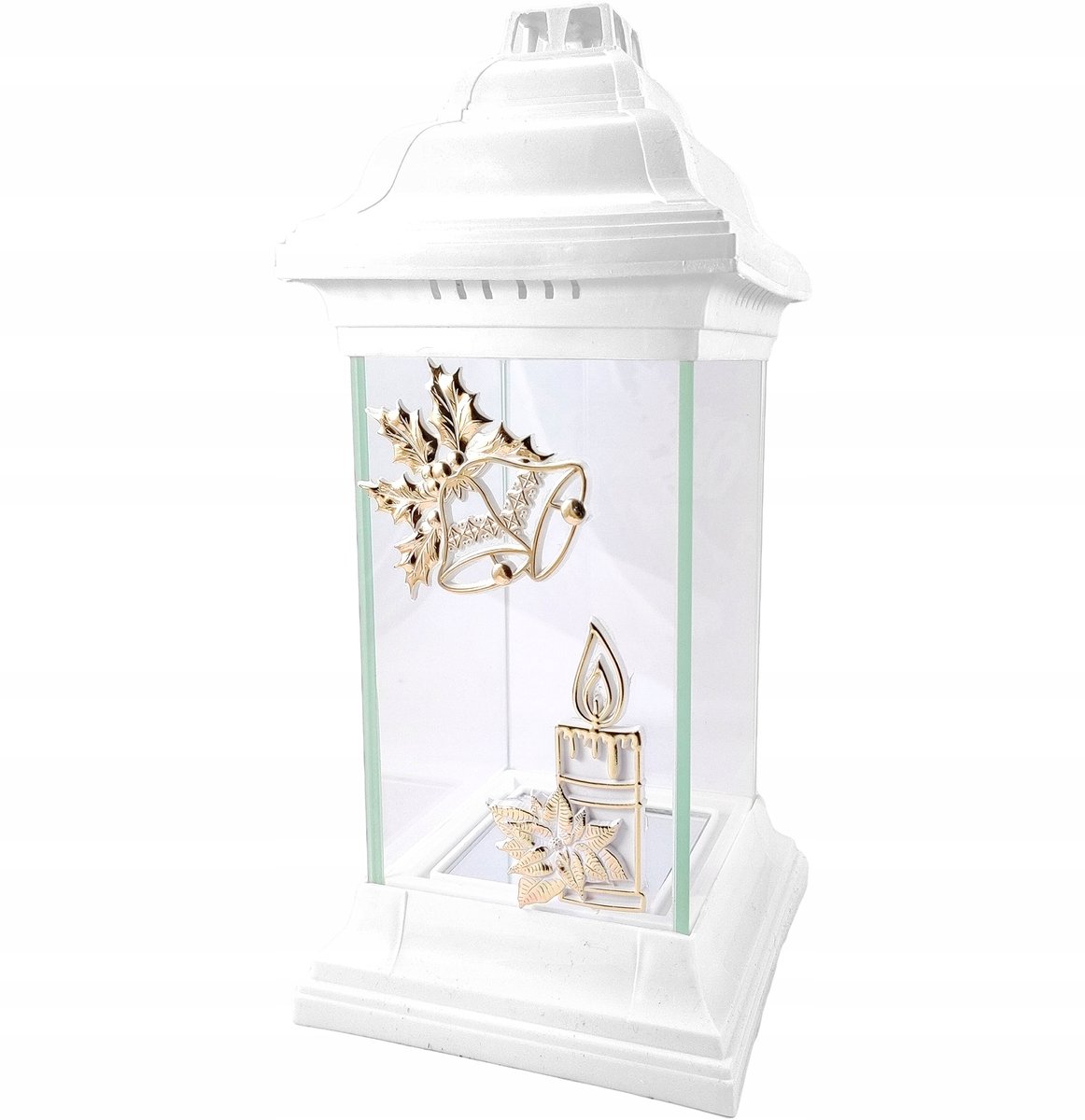 Witte Kerst Kapellantaarn met Klok, 31cm - Decoratieve Feestlamp