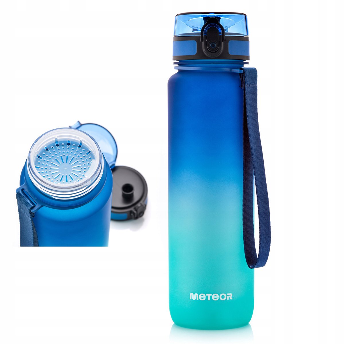 Meteor Sportfles 1L Turquoise Blauw Lak Tritan BPA-vrij