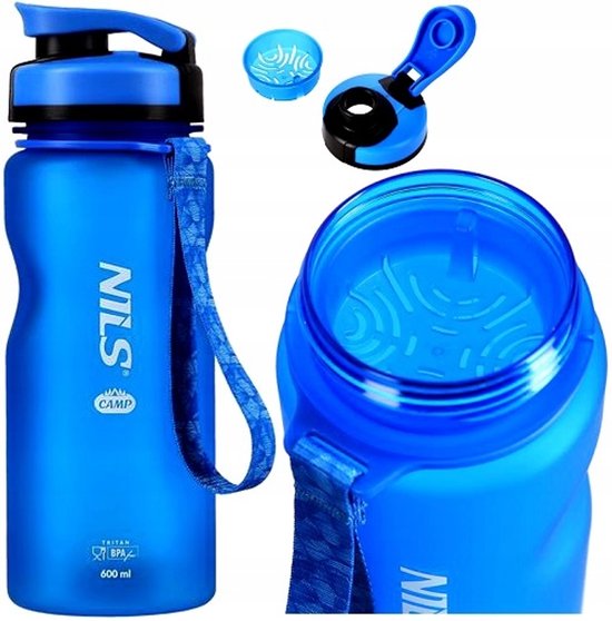 Foto: Sportfles tritan bpa vrij 600ml blauw ideaal voor fitness
