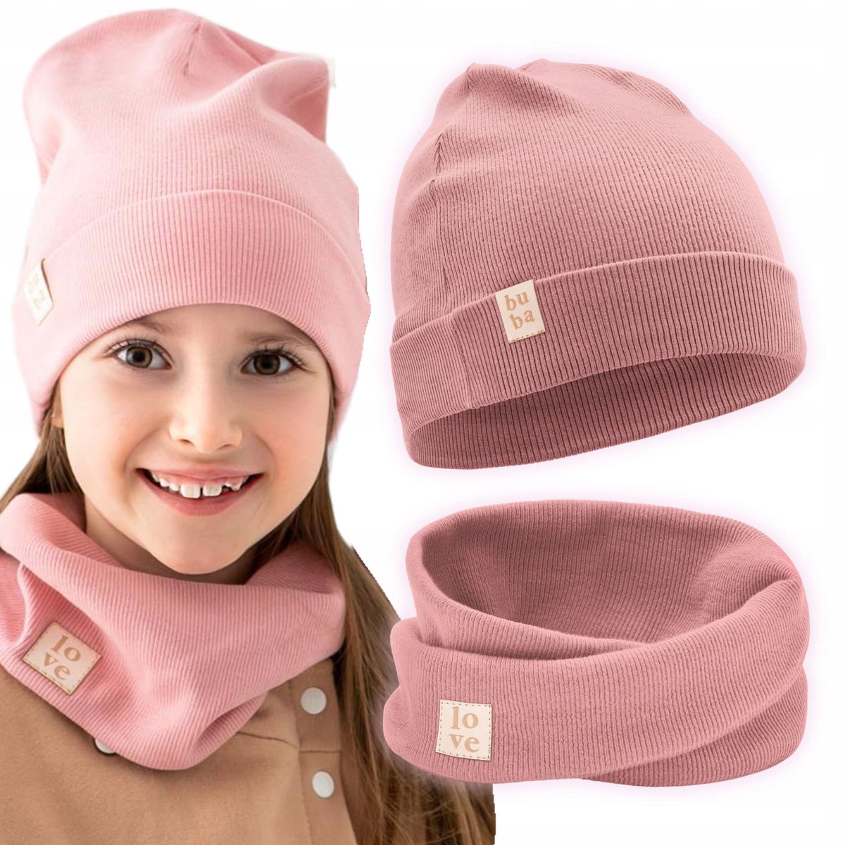 Peony Meisjes Muts & Sjaal Set - Katoen, 40-46 cm