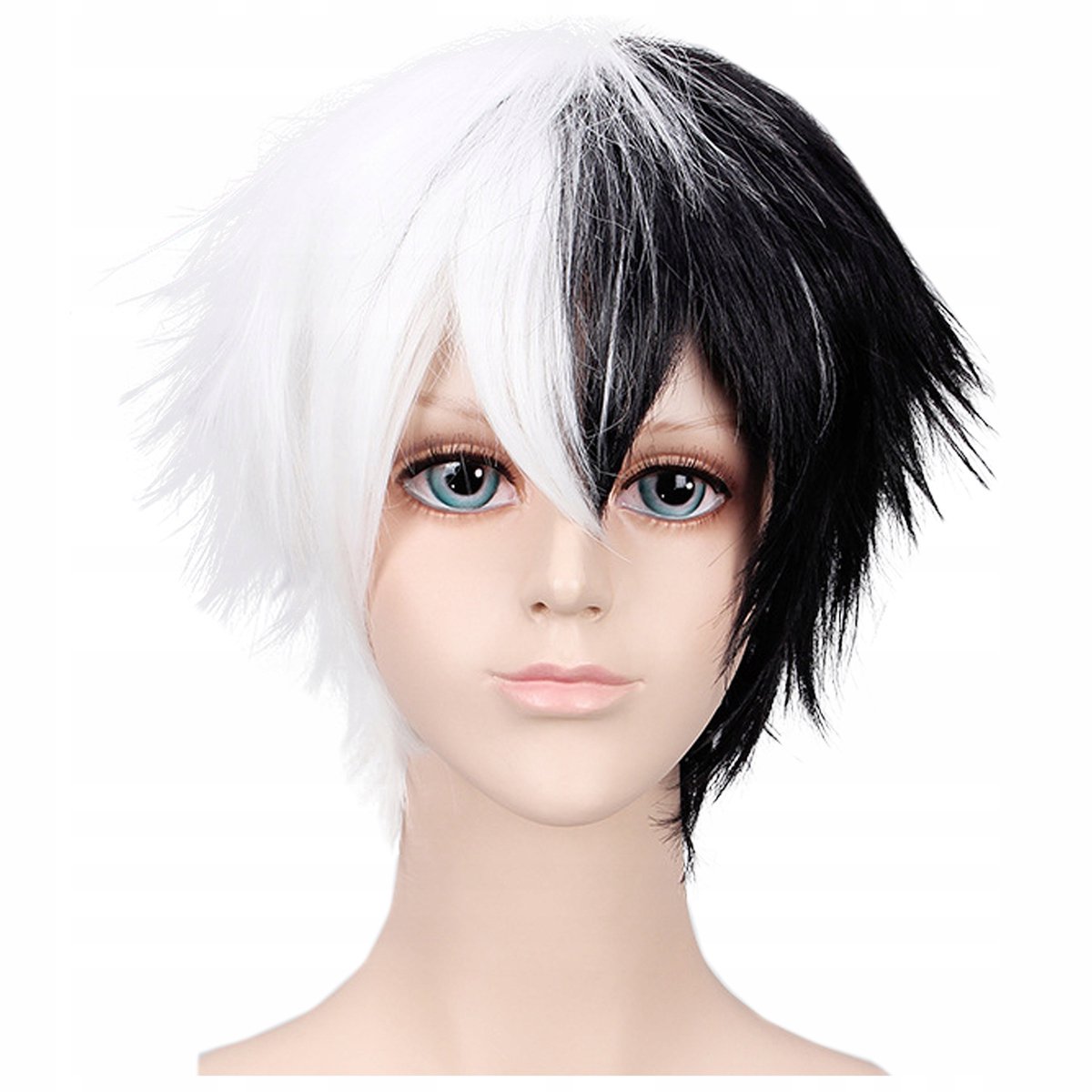 Perruque Cosplay Anime Monokuma Danganronpa Zwart Wit Kort Haar