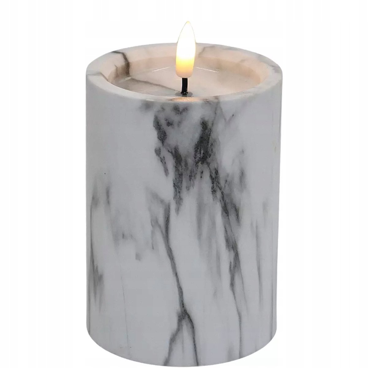 Cortina LED Kaars Marmer Look 9x12,5cm Grijs - Veilige Sfeer