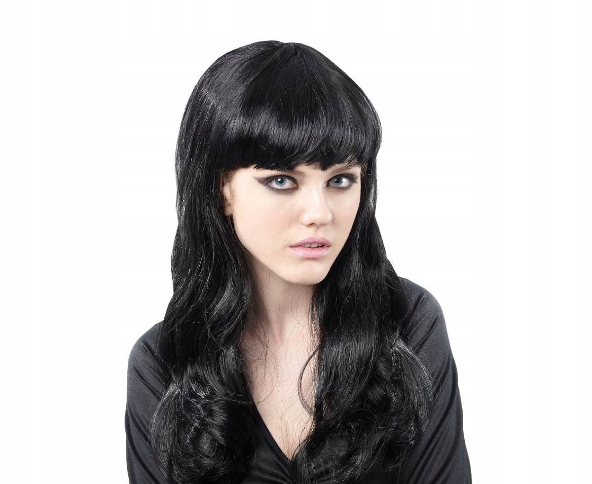 Glamour Zwarte Pruik Lang Synthetisch Haar voor Feest en Halloween