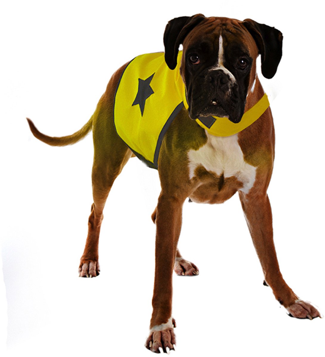 Seecurity hondenveilgheids jacket voor honden - reflecterend - geel -L nek 48-56 cm - buik 68-78 cm - nylon VEILIGHEID VOOROP