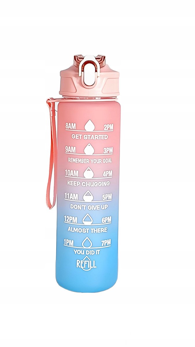Bidon z miarką 750ml - Ombre Różowo-Niebieski - BPA Vrij
