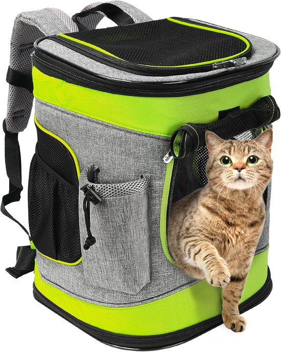 Kritter Planet Huisdierenrugzak – Met Gaasvensters, Opvouwbaar, Nylon, Verwijderbare Mat, Veiligheidsriem, Voor Honden En Katten Tot 7 Kg, Ideaal Voor Wandelen, Fietsen En Reizen