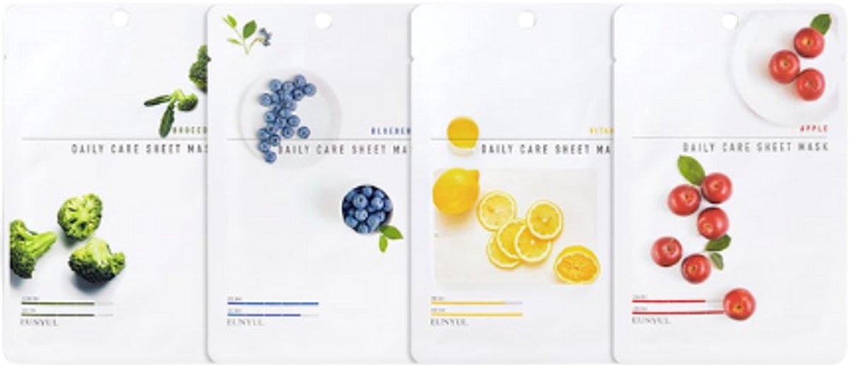 Koreaanse Gezichtsmaskers - Rough - Set van 4 - Eunyul | Voor Doffe Huid - Hydraterende Gezichtsmaskers | Made in Korea - Natuurlijke Ingrediënten