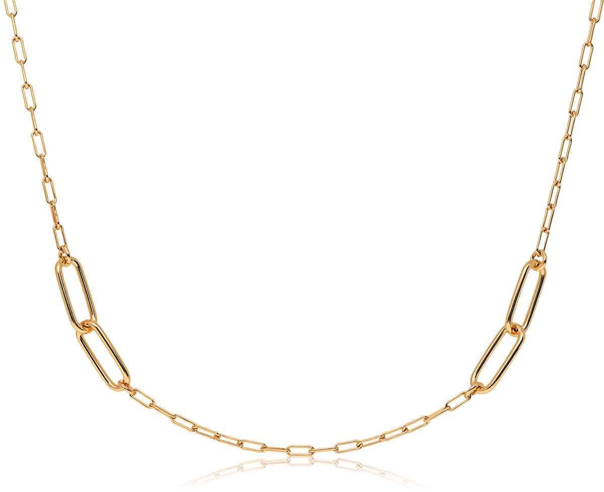 Glow 102.8392.50 Dames Ketting - Collier - Sieraad - Schakelketting - Zilver - Goudkleurig - 925 Zilver - Anker - 3 mm breed - 50 cm lang