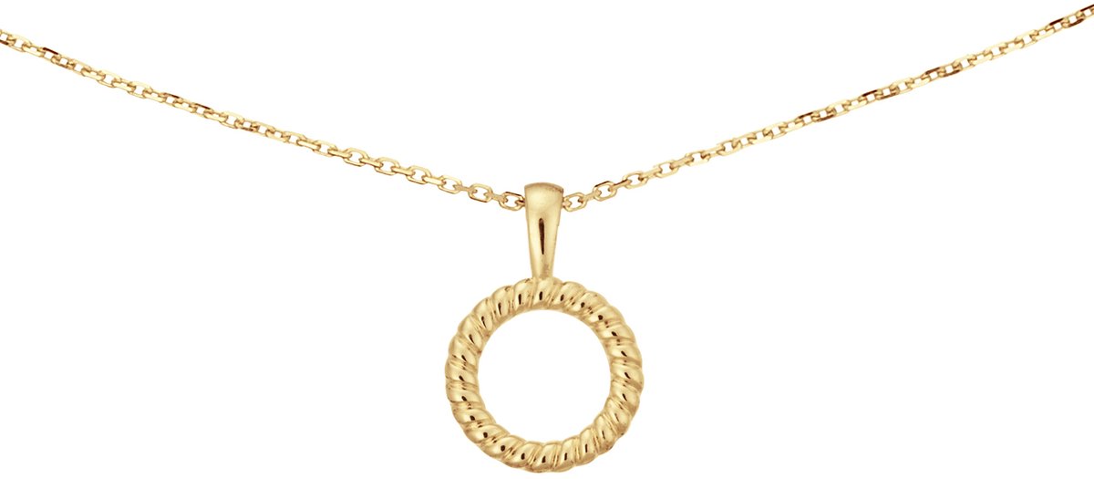 Glow 202.0797.45 Dames Ketting - Collier - Sieraad - Schakelketting - Rond - 14 Karaat Goud - Anker - 1 mm breed - 45 cm lang
