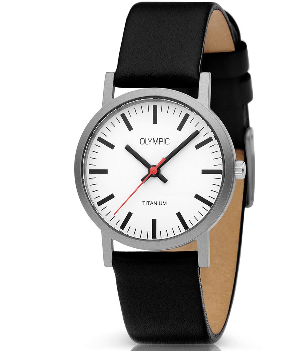Olympic OL26DTL068 JOSH Horloge - Titaan - Leer - Wit
