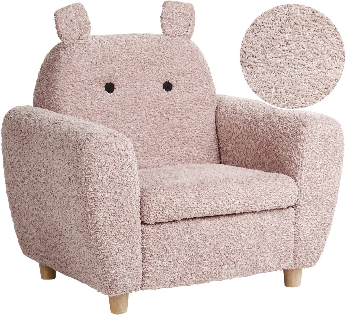 MARIBO - Kinderfauteuil - Pastelroze - Bouclé