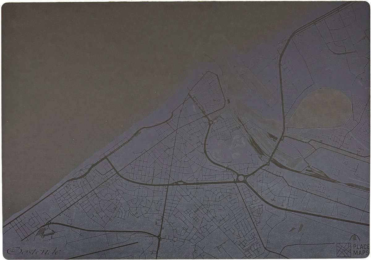 Place Maps Gegraveerde Kunstlederen Placemat Oostende Leigrijs 1 stuk