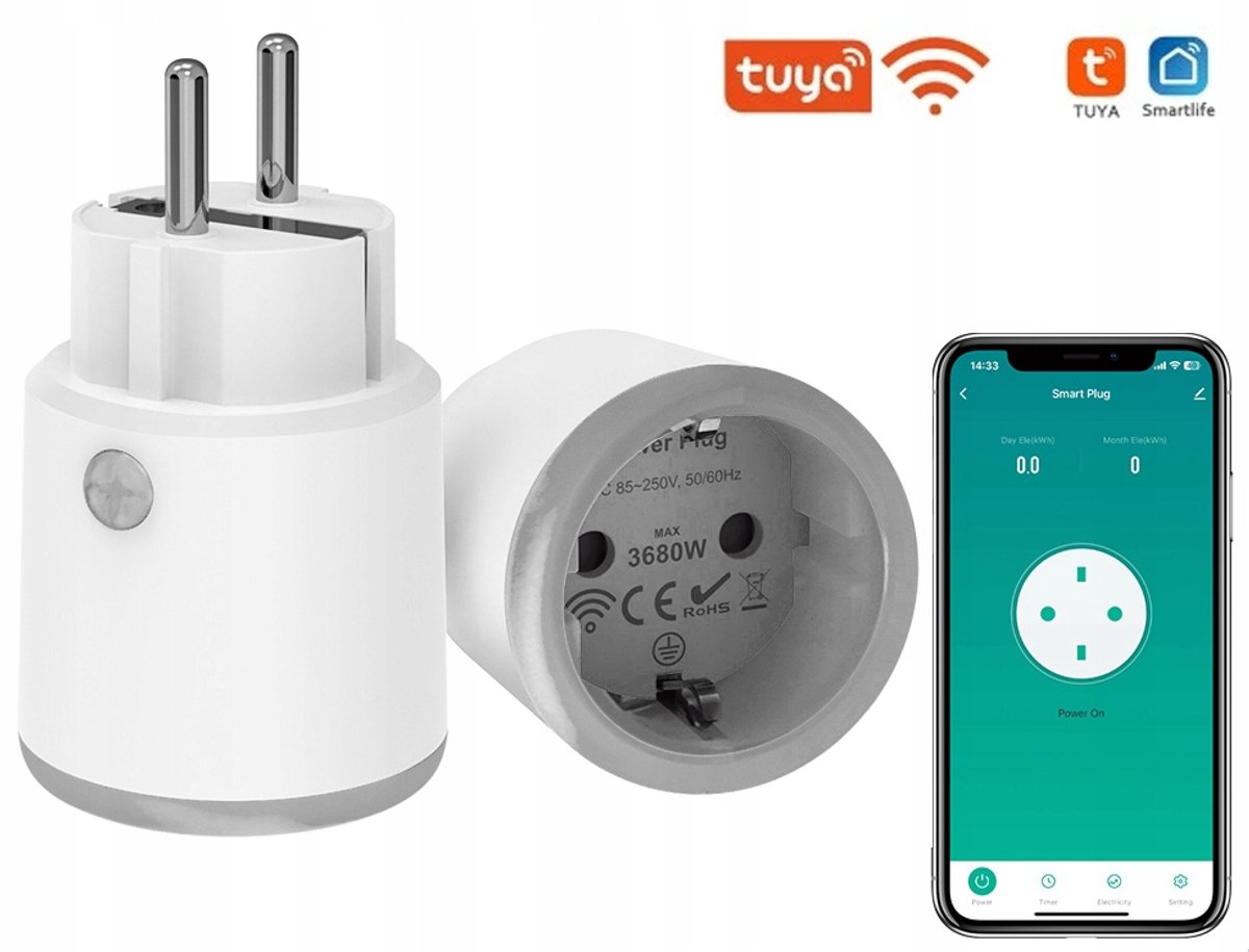 Smart Wifi Stekker met Energiemeting - Tuya App