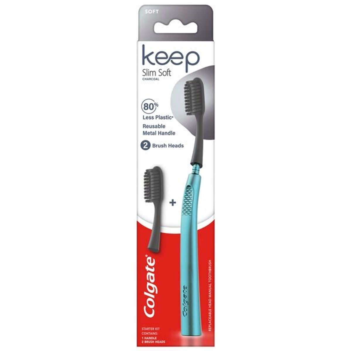 Colgate Keep Slim Soft Starterset - Blauw, 2 Opzetborstels