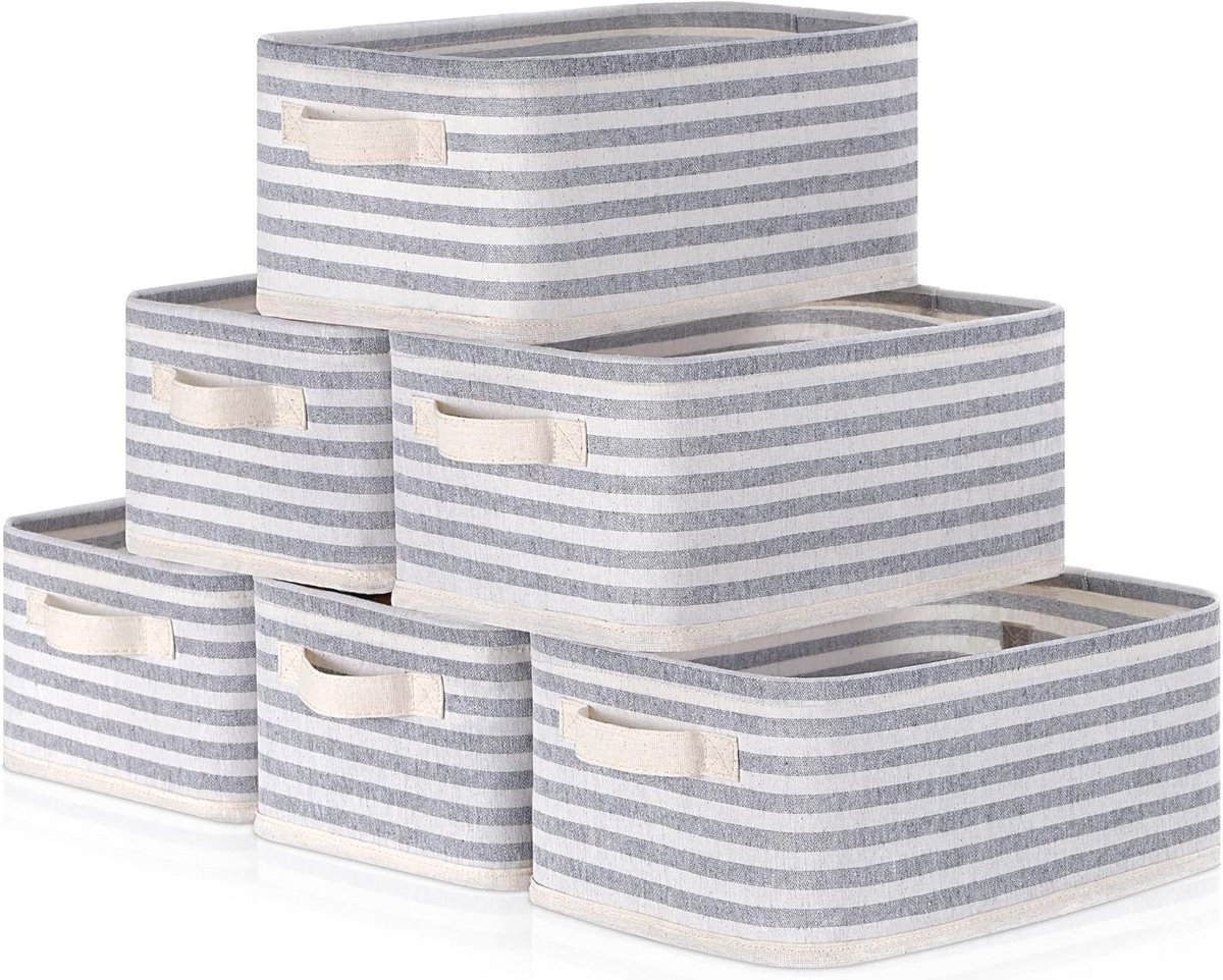 Kleine opbergmanden 6-pack voor kleding, speelgoed en boeken - Opvouwbare, waterdichte opslagdoos met dubbele handgrepen