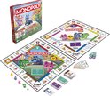 Monopoly Junior bordspel met twee speelborden, pionnen, geld en kaarten.