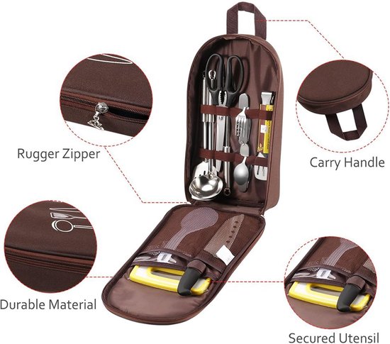 Kampeer Reiskookgerei Tas - Reistas - Draagbare Zak voor BBQ Camping Keukengerei Keukenset - Alleen tassen, geen accessoires — afbeelding 5