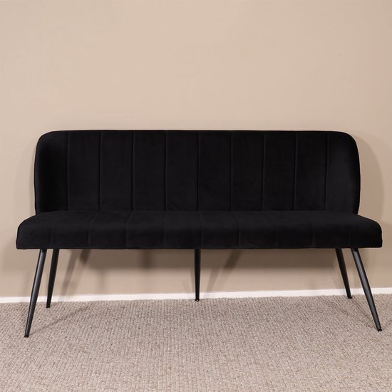 Banc de salle à manger 160cm Banc Sally en velours noir