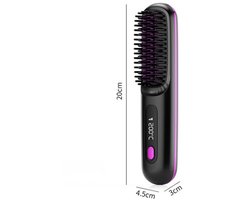 Negative Ion Hair Straightening Brush, Hair Straightener Comb with 3 Temperature Modes & LED Screen, Anti-Scalding 20s Heat, USB Rechargeable Ceramic HairBrush for Smooth Frizz Free Hair, Black