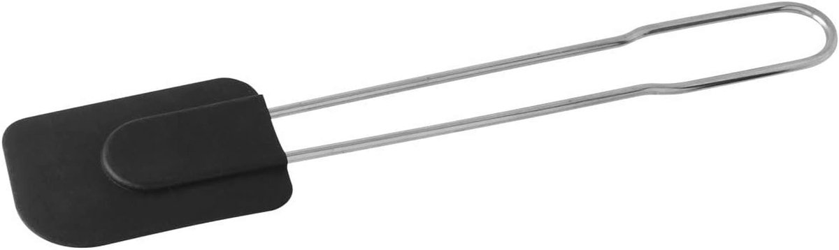 Siliconen Deegschraper met Roestvrijstalen Handgreep - Hittebestendig, Vaatwasmachinebestendig en Ruimtebesparend - 28 cm - Zwart/blauw